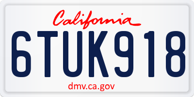 CA license plate 6TUK918