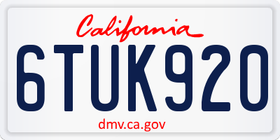 CA license plate 6TUK920