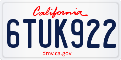 CA license plate 6TUK922