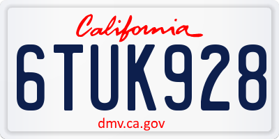 CA license plate 6TUK928