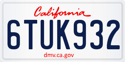 CA license plate 6TUK932