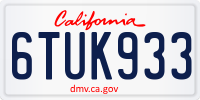 CA license plate 6TUK933