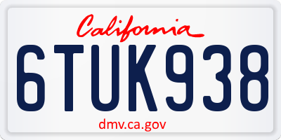 CA license plate 6TUK938