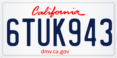CA license plate 6TUK943