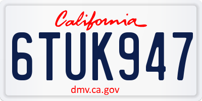 CA license plate 6TUK947