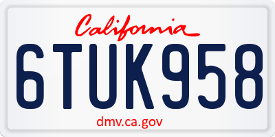 CA license plate 6TUK958