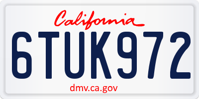 CA license plate 6TUK972