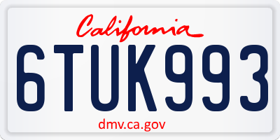 CA license plate 6TUK993