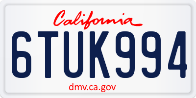 CA license plate 6TUK994