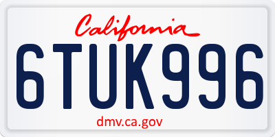 CA license plate 6TUK996
