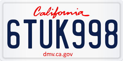 CA license plate 6TUK998