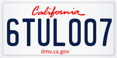 CA license plate 6TUL007