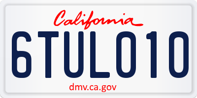 CA license plate 6TUL010