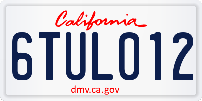 CA license plate 6TUL012
