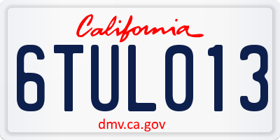 CA license plate 6TUL013