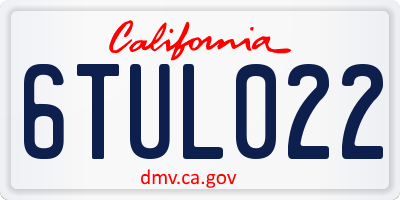 CA license plate 6TUL022