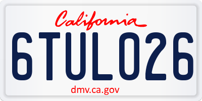 CA license plate 6TUL026