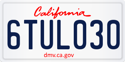 CA license plate 6TUL030