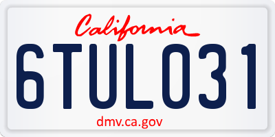 CA license plate 6TUL031