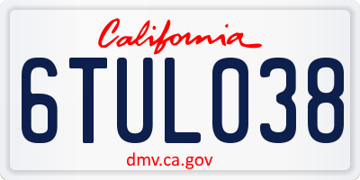 CA license plate 6TUL038