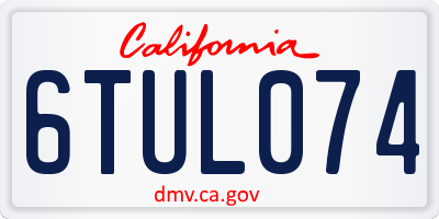 CA license plate 6TUL074