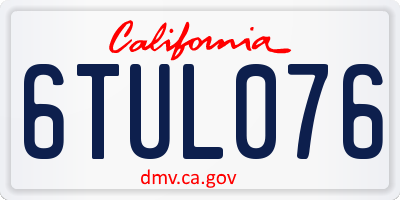 CA license plate 6TUL076