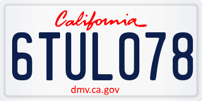CA license plate 6TUL078