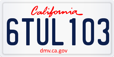 CA license plate 6TUL103