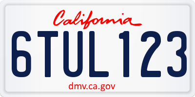 CA license plate 6TUL123