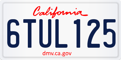 CA license plate 6TUL125