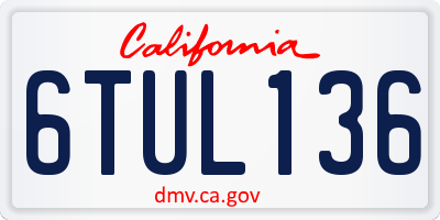 CA license plate 6TUL136