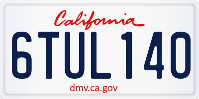 CA license plate 6TUL140