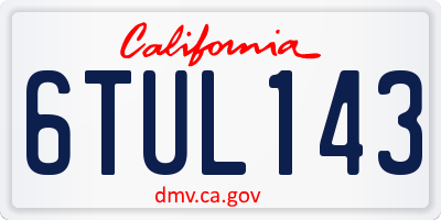 CA license plate 6TUL143