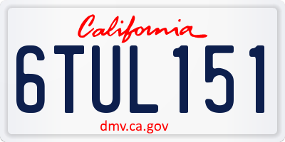 CA license plate 6TUL151