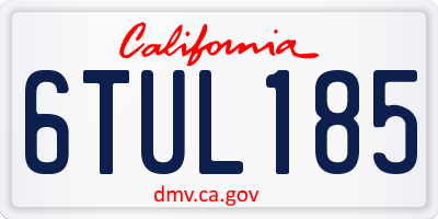 CA license plate 6TUL185