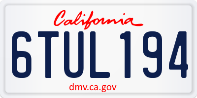 CA license plate 6TUL194