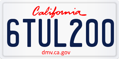 CA license plate 6TUL200