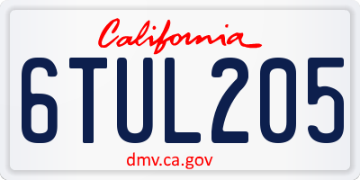 CA license plate 6TUL205