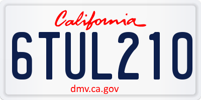 CA license plate 6TUL210