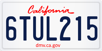 CA license plate 6TUL215
