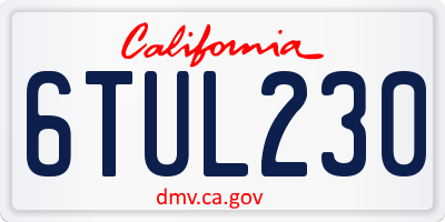 CA license plate 6TUL230