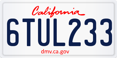 CA license plate 6TUL233