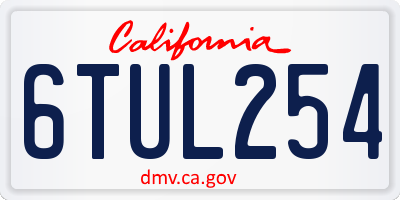 CA license plate 6TUL254