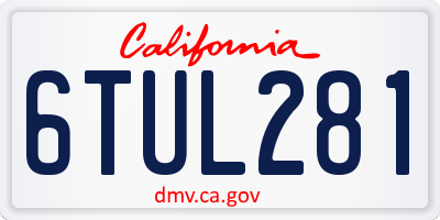 CA license plate 6TUL281