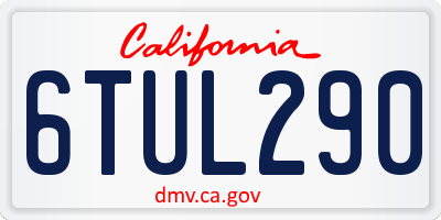 CA license plate 6TUL290