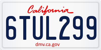 CA license plate 6TUL299