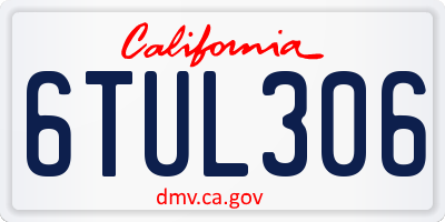 CA license plate 6TUL306
