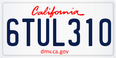 CA license plate 6TUL310