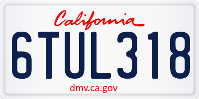 CA license plate 6TUL318
