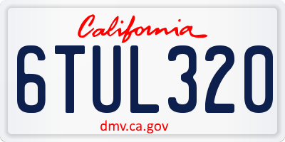 CA license plate 6TUL320